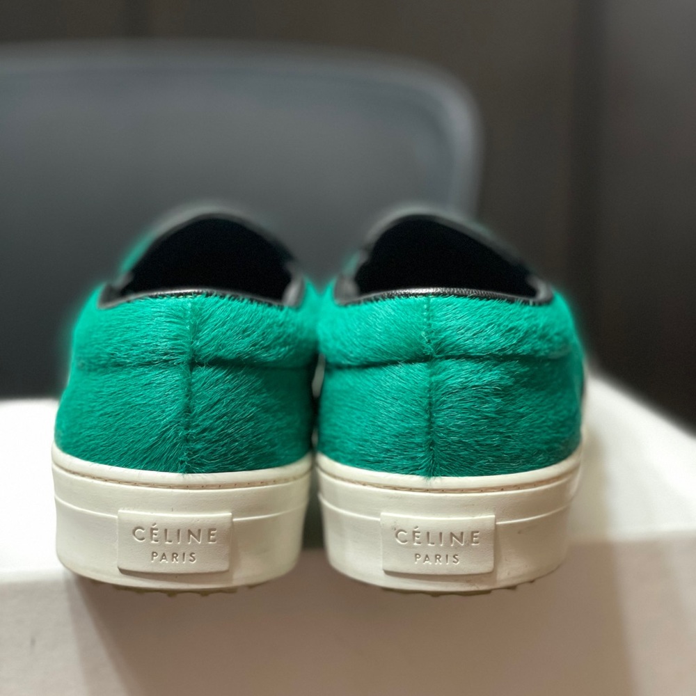 Celine Slip On Pony Hair 38.5 Like New Emerald - Picture 5 of 6